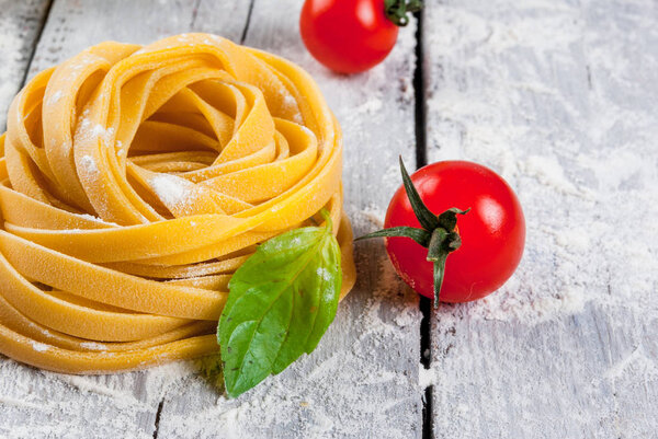 Home made raw uncooked pasta