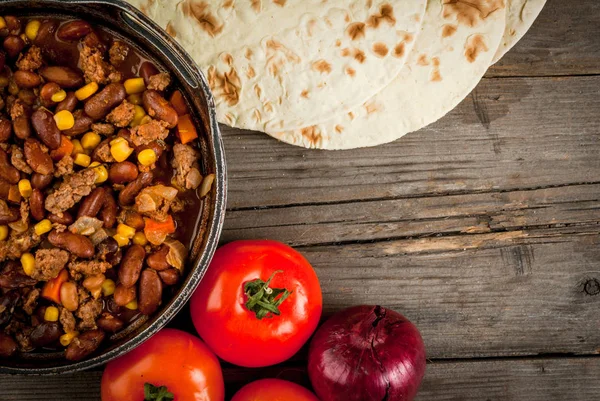 Prato tradicional mexicano chili con carne — Fotografia de Stock