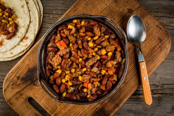 Makanan tradisional Meksiko chilli con carne — Stok Foto