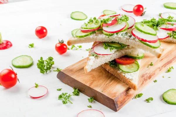 Sándwiches de primavera con verduras frescas — Foto de Stock