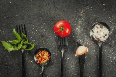 Çatal bıçak seti ile pişirme arka plan
