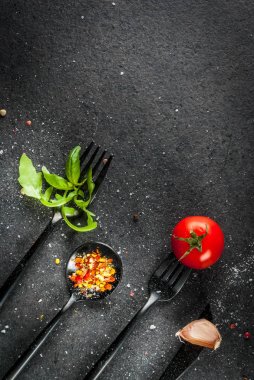 Çatal bıçak seti ile pişirme arka plan