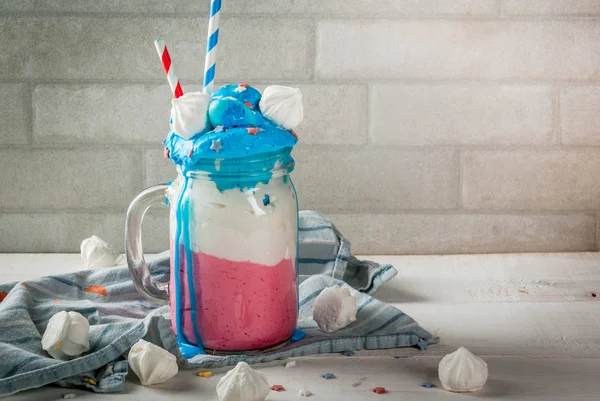 Treats for Independence Day holiday, July 4. Homemade milkshake,