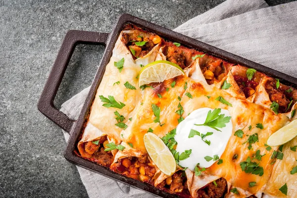 Spicy beef enchiladas — Stok Foto