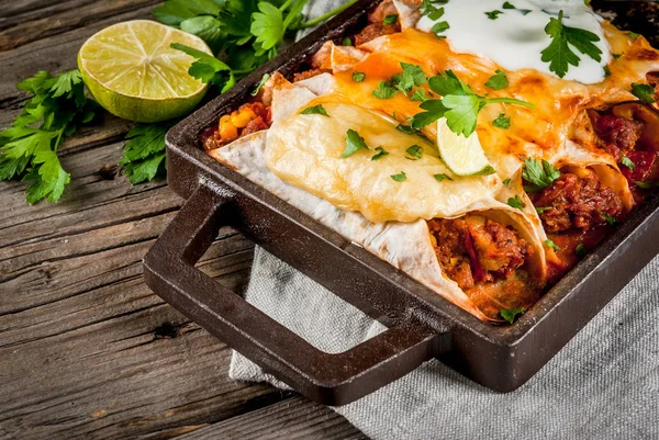 Spicy beef enchiladas — Stok Foto