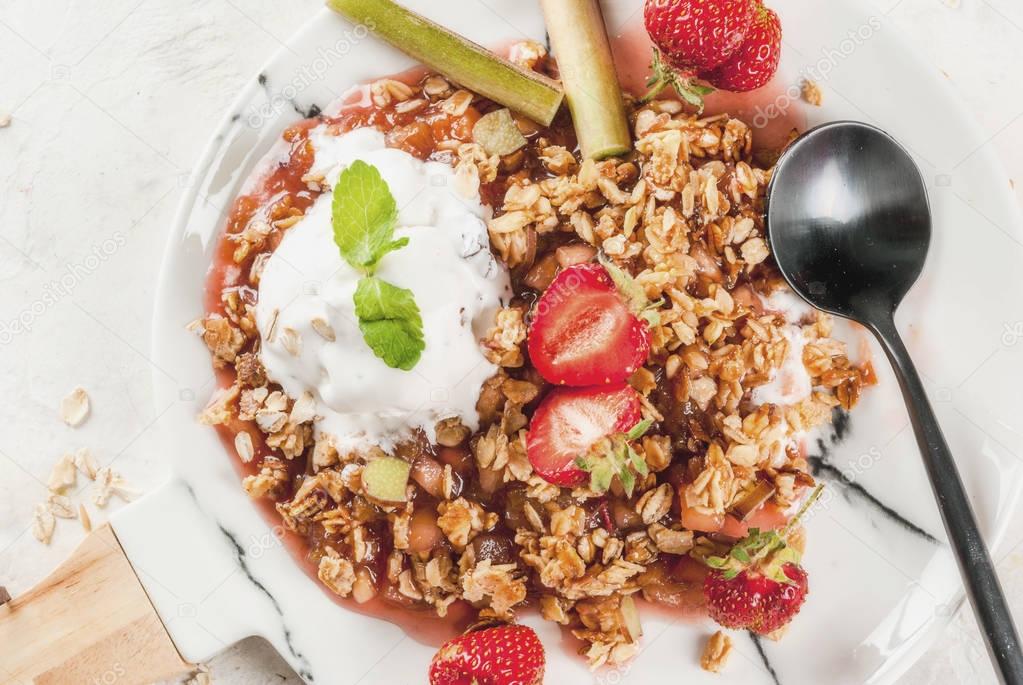 Rhubarb and berries  oatmeal crumble