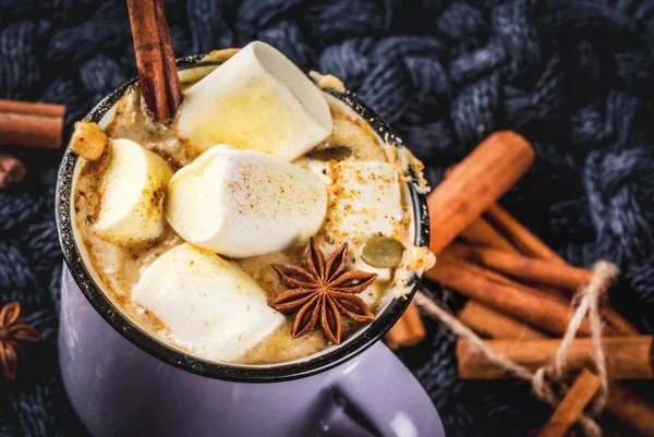 Chocolat blanc épicé à la citrouille chaude — Photo