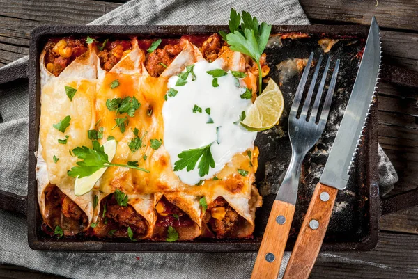 Spicy beef enchiladas — Stok Foto