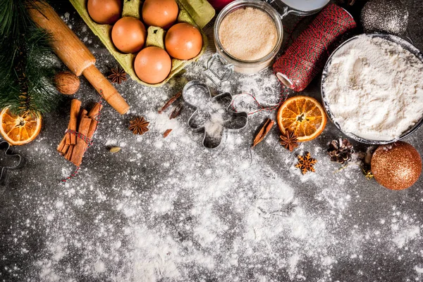 Christmas, New Year holiday cooking background. Ingredients, spi — Stock Photo, Image