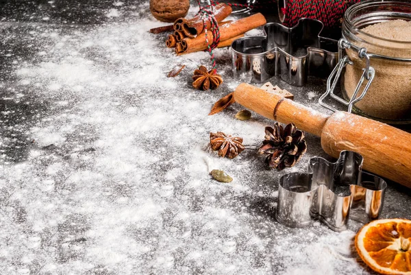 Navidad, Año Nuevo fondo de cocina de vacaciones. Ingredientes, spi — Foto de Stock