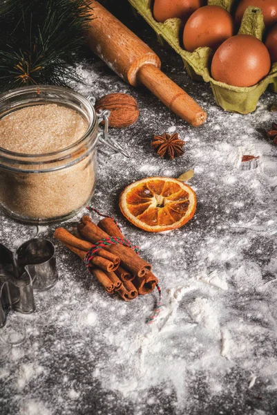 Navidad, Año Nuevo fondo de cocina de vacaciones. Ingredientes, spi — Foto de Stock