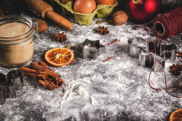 Navidad, Año Nuevo fondo de cocina de vacaciones. Ingredientes, spi — Foto de Stock