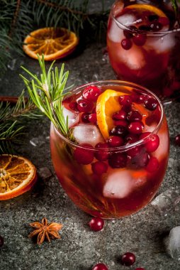 Christmas kış içer. Soğuk kızılcık turuncu kokteyl,