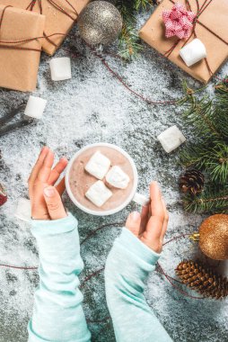 Noel kavramı, tablo arka plan ile kar, Noel ağacı br