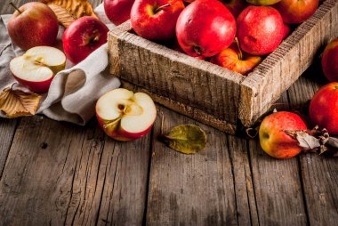 Sonbahar çiğ kırmızı elmalar