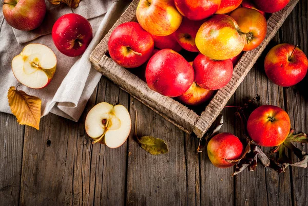 Sonbahar çiğ kırmızı elmalar