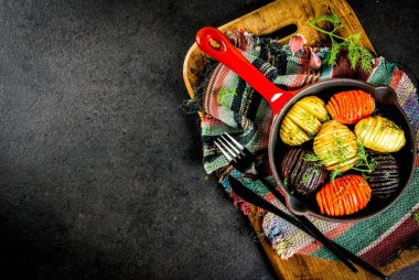 Hasselback pancar, havuç ve patates