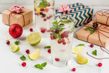 Sonbahar ve kış ferahlık içki, kızılcık mojito kokteyl zekâ