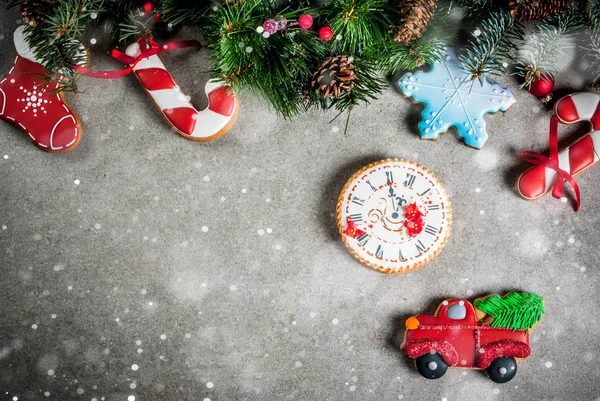 Sfondo natalizio con pan di zenzero — Foto Stock