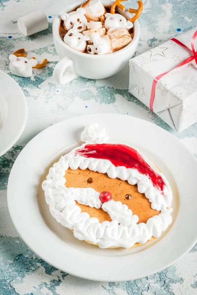 Funny Christmas pancakes for kids — Stock Photo, Image