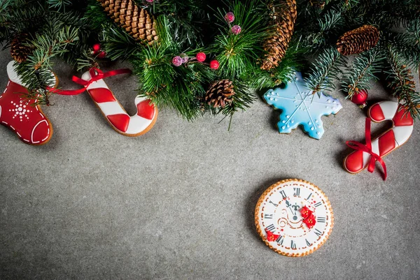Sfondo natalizio con pan di zenzero — Foto Stock