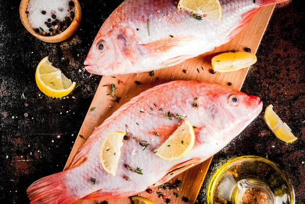 Poisson cru frais tilapia rose — Photo