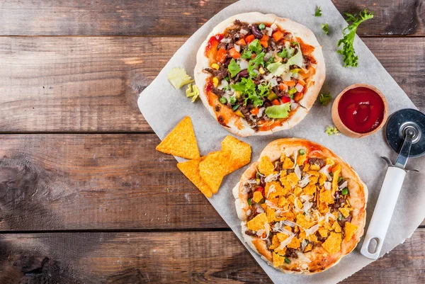 Taco PIzza buatan sendiri — Stok Foto