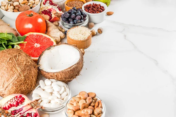 Conjunto de alimentos orgânicos saudáveis — Fotografia de Stock