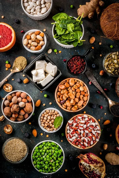 Reihe von organischen gesunden Lebensmitteln, Superfoods — Stockfoto