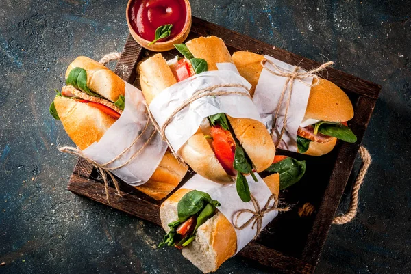 Fresh baguette sandwiches — Stock Photo, Image