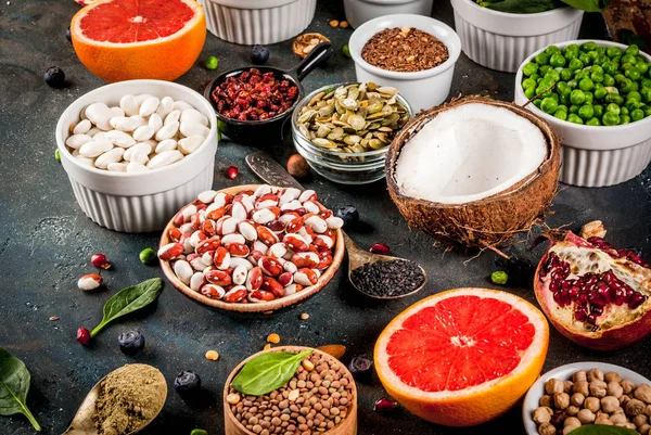 Set di alimenti dietetici sani biologici, superalimenti — Foto Stock