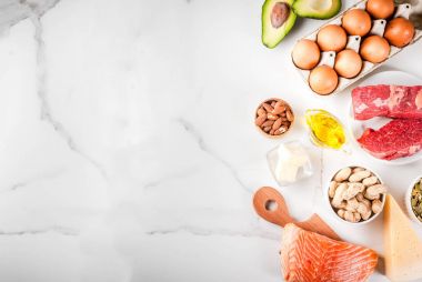 Ketogenic düşük karbonhidrat kavramı diyet. Hig sağlıklı dengeli gıda