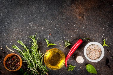 Otlar ve baharatlar arka plan yemek