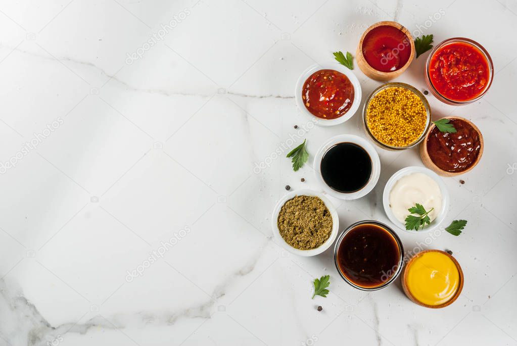 Set of different sauces