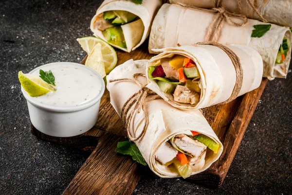 Stack of wrap sandwiches — Stock Photo, Image