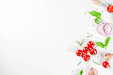 Flatlay with greens, herbs and spices