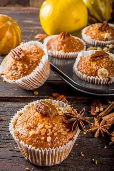 Muffins de dovleac de toamnă de casă — Fotografie, imagine de stoc