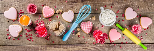 Valentine day baking background — Stock Photo, Image