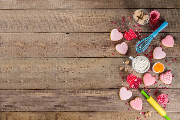 Valentine day baking background — Stock Photo, Image