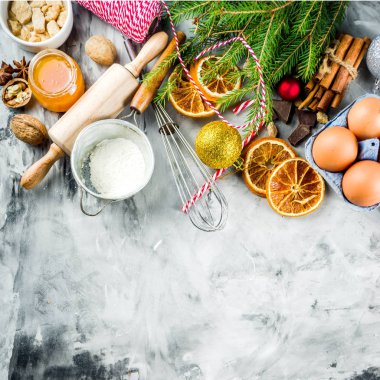 Noel kış pişirme konsepti