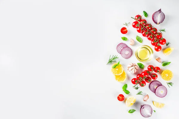 Fondo de cocina con verduras y hierbas — Foto de Stock