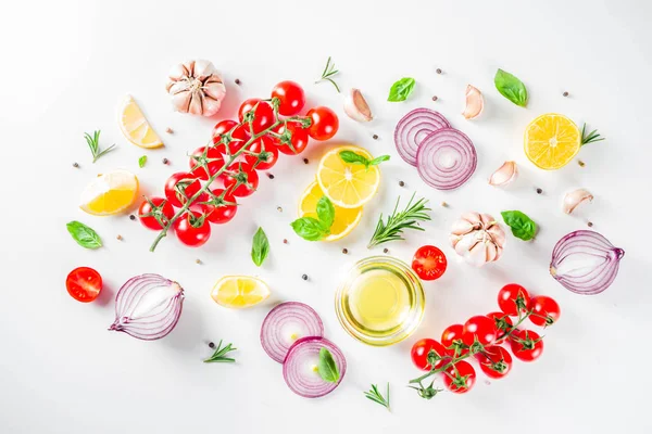 Cooking background with vegetables and herbs — Stockfoto