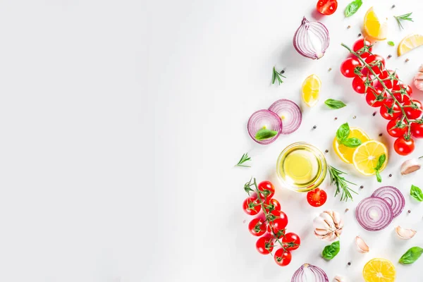 Fondo de cocina con verduras y hierbas — Foto de Stock