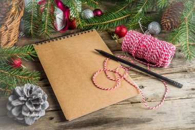 Boş defterli Noel arkaplanı