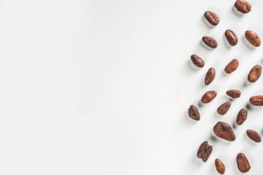 Beyaz arka planda kakao çekirdekleri 