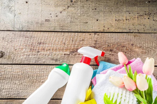 Tavaszi otthon takarítás és takarítás háttér — Stock Fotó