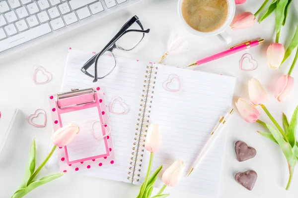 Spring woman office concept flatlay — 스톡 사진