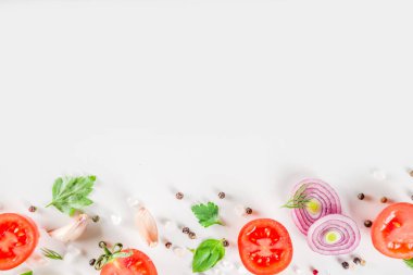 Ripe raw vegetables flatlay