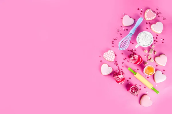 Valentine day baking background — Stock Photo, Image