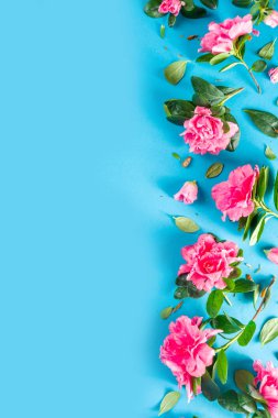 Floral pattern with pink spring flowers